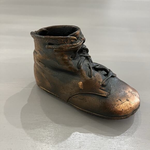 Vintage Baby Shoe Brass/Bronze/Copper VTG Shoe Sculpture Mid-Century Cosy Foot - Picture 2 of 9
